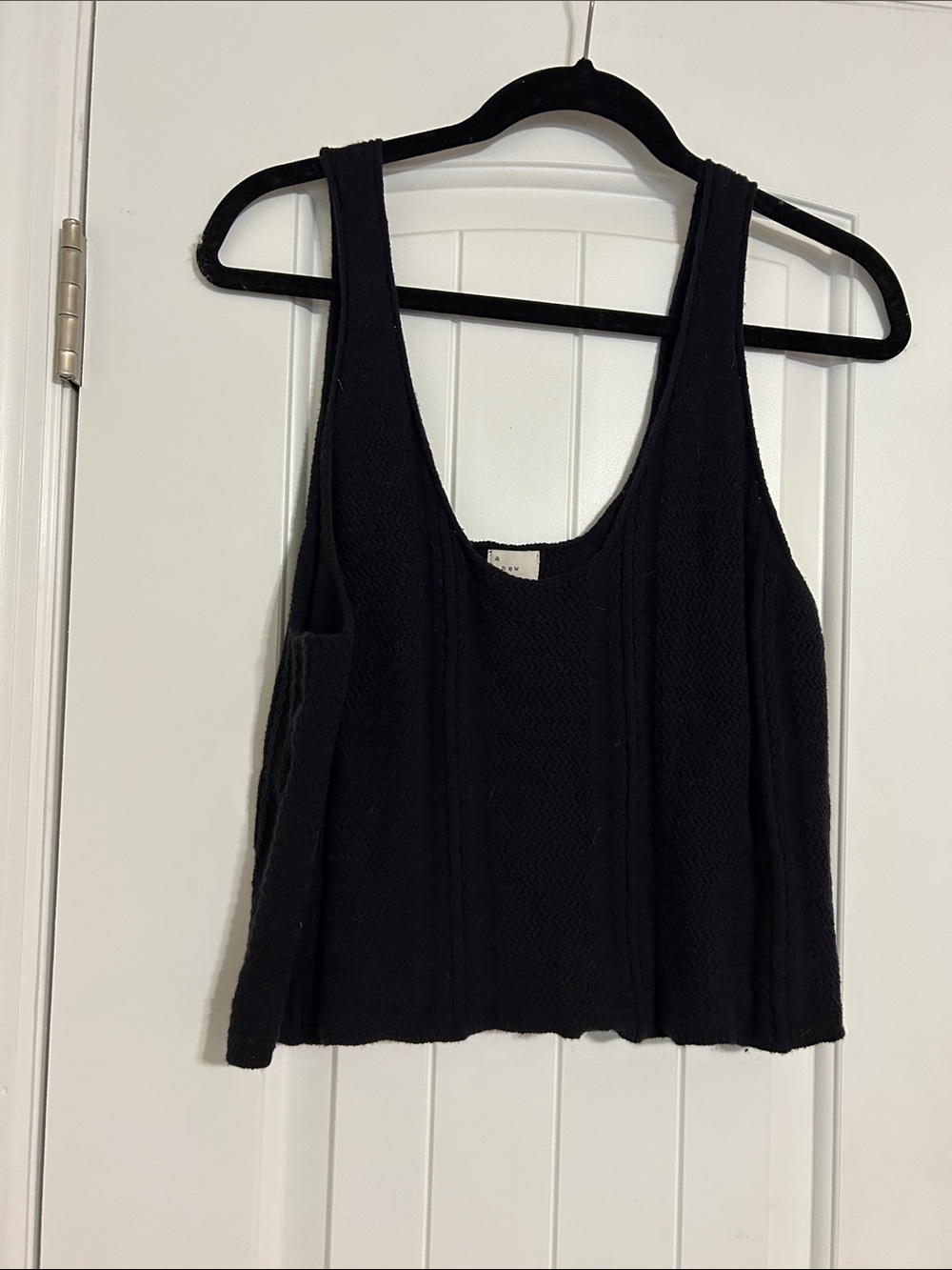 a new day Black Textured Knit Scoop Tank and Short Set